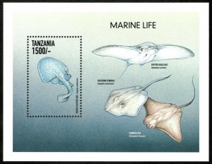 Tanzania 1999 - Marine Life, Stingrays - Souvenir Sheet - Scott 1854 - MNH