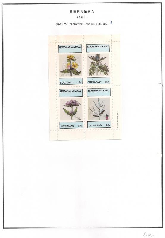 SCOTLAND - BERNERA - 1981 - Flowers (5) - 4v Perf Sheet - MLH