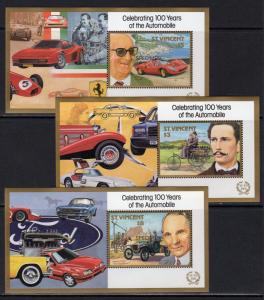 St.Vincent 1987 Sc#1048/1051 Celebrating 100 Years of the Automobile SS SPECIMEN