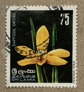 Sri Lanka 1976 75c Flower Orchids, used Scott 497, CV $0.25. SG 613