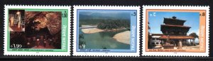 Nepal # 526-28 ~ Cplt Set of 3 ~ Holy Places ~ Mint, NH, GL