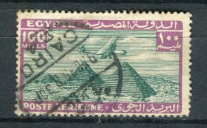 EGYPT; 1940s early Pyramid Airmail issue fine used Shade of 100m. value