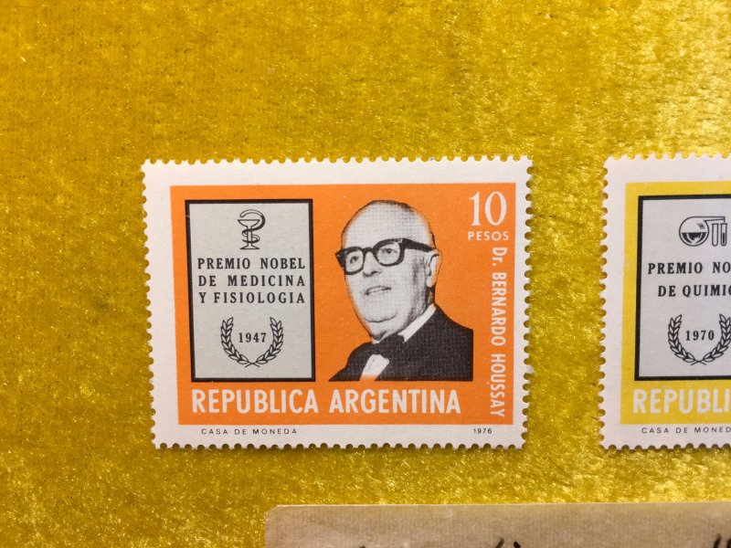 ARGENTINA,NOBEL PRIZE WINNERS, 1976, SCOTT 1130-1132, 3 VALS MOGNH,  HS30