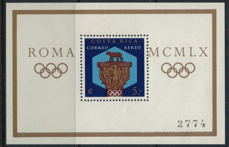 Costa Rica #C303-13*  CV $20.90  1960 Olympics set & Souvenir sheet