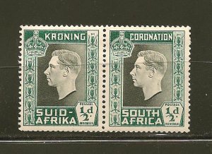 South Africa SC#74a KGVI Coronation Se-tenant Pair Mint Never Hinged