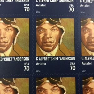 4879    C. Alfred “Chief” Anderson     MNH 70¢ sheet of 20     FV $14.00    2014