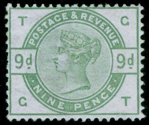 GB QV SG195Wi, SCARCE 9d dull green WMK INV, NH MINT. Cat £2000+ GT