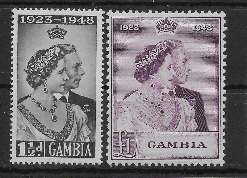 GAMBIA SG164/5 1948 ROYAL SILVER WEDDING SET MTD MINT