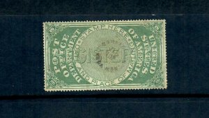 US8a  Scott # OXF1 Green used light cancel Post Office Department Register