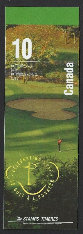 Canada BK176b: 43c Golf Courses in Canada booklet of 10 open and TI, Scott 1557b