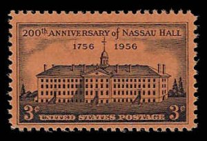 U.S. #1083 MNH; 3c Nassau Hall - Princeton (1956)