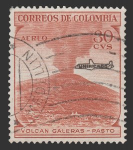 AIRMAIL STAMP FROM COLOMBIA 1959 SCOTT # C338 USED. # 6