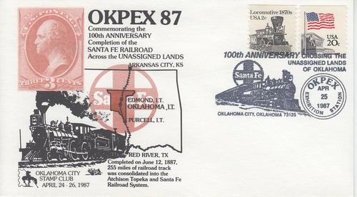 1987 Santa Fe Railroad Pictorial Cancel - OKPEX Stamp Show25