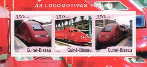 Guinea-Bissau 2001 THALYS TRAINS  Sheetlet (3) MNH