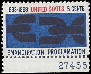 #1233 5c 100th Anniv. Emancipation Proclamation 1963 Mint NH