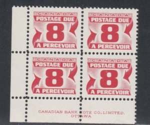 Canada # J34, Postage Due Inscription Block of Four, Mint NH