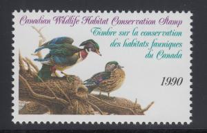 Canada Uni FWH6 MNH. 1990 $7.50 Wood Ducks Hunting Permit Stamp, VF