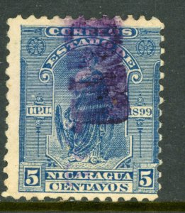 Nicaragua 1899 Seebeck 5¢ Justice Postally Used  B794 ⭐⭐⭐⭐⭐⭐