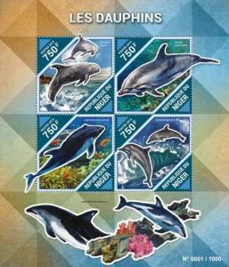 Niger - 2015 Dolphins on Stamps - 4 Stamp Sheet - NIG15504a