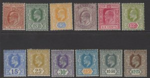 CEYLON SG265/76 1903-5 WMK CROWN CA DEFINTIIVE SET MTD MINT