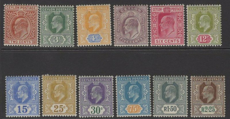 CEYLON SG265/76 1903-5 WMK CROWN CA DEFINTIIVE SET MTD MINT