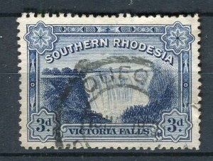 RHODESIA; 1930s early Victoria Falls issue fine used 3d. value Queque Postmark
