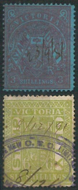 70304 - AUSTRALIA: Victoria - STAMP: Stanley Gibbons #   237 + 239 - Revenue