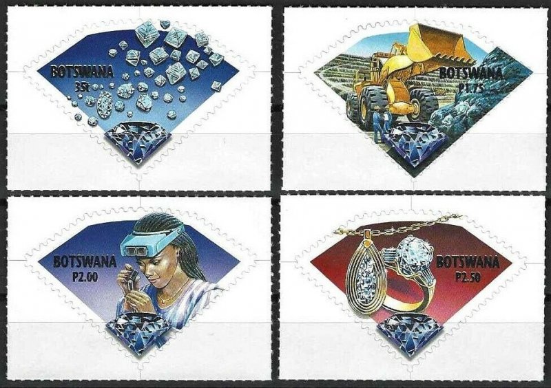 2001 Botswana Beautiful Minerals, Diamonds, complete set VF/MNH! LOOK!