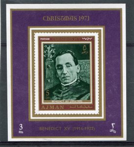 Ajman 1971 POPE BENEDICT XV 1914/1922 Gold s/s Imperforated Mint (NH)