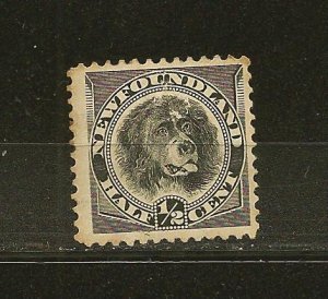 Canada Newfoundland SC#58 Newfoundland Dog 1/2Cent Black Used