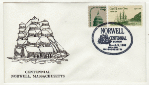 USA Cover # 1590, # 1733 - Norwell Centennial, Massachusetts