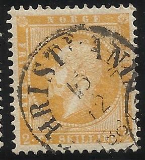 Norway 2  2sk Used F/VF SON Christiania=Oslo Cancel 186(1?)