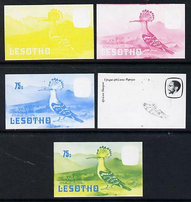 Lesotho 1982 Hoopoe 75s the set of 5 imperf progressive p...