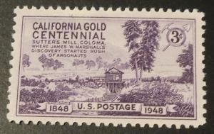 1948 3c California Gold Centennial Scott 954 Mint NH