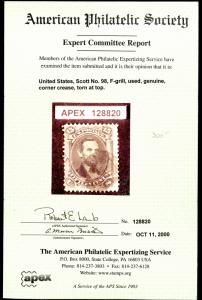 U.S. # 98 Used Fine APS Cert Cat$350