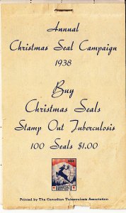 Canada 1938 Chistmas Seal - English Booklet with 5 panes of 20