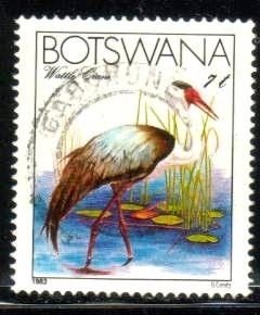 Wattle Crane, Endangered Species, Botswana SC#329 used