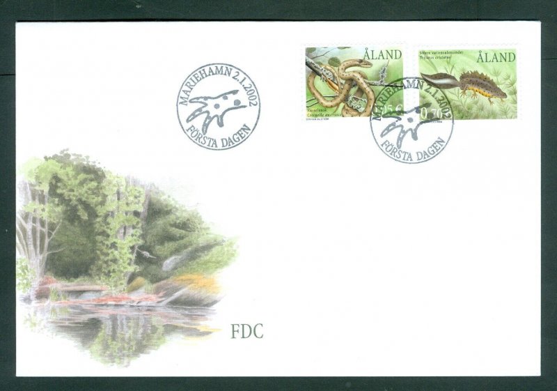 Aland. 2002 FDC. Water Lizard and Reptile. Sc. # 193 & 198