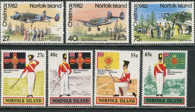 NORFOLK ISLAND Sc#299-305 1982 Christmas & Uniforms Complete Sets OG Mint N