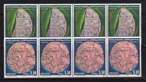 Mexico C625-C626 Strips of 4 Set MNH Stone Sculptures (D)