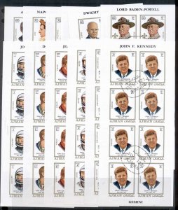Ajman 1971 Mi#781-792 Famous Personalities & their Zodiac Signs IMPERF 12X sh...