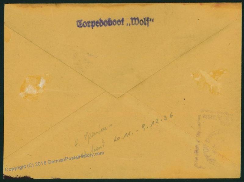 German Navy Spanish Civil War 3rd Torpedo Boat Fleet Feldpost Cover 54479