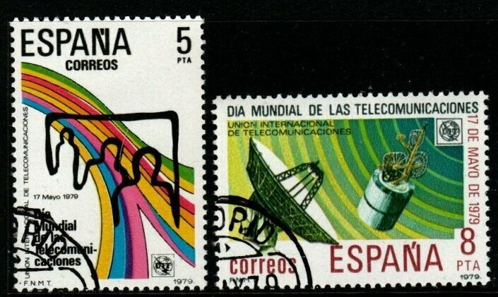 SPAIN SG2570/1 1979 WORLD TELECOMMUNICATIONS DAY FINE USED