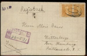 USA 1932 Registered Transatlantic Cover 10c Washington Pair Germany 95639