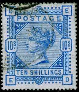 SG183, 10s ultramarine, FINE USED. Cat £525. ED