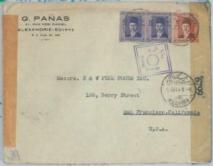 74665 - EGYPT  - POSTAL HISTORY -  COVER to the USA 1944 - Double CENSOR TAPE