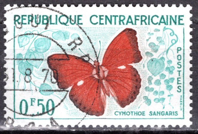 Central Africa; 1961: Sc. # 4:  Used CTO Single Stamp