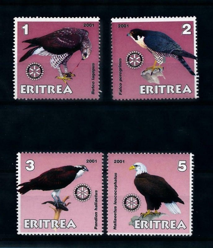 [102189] Eritrea local issue 2001 Birds vögel oiseaux of prey Rotary MNH