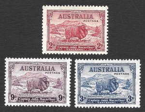 Doyle's_Stamps: MH 1934 XF Australian John MacAurthur Set, Scott  #147* - #149*