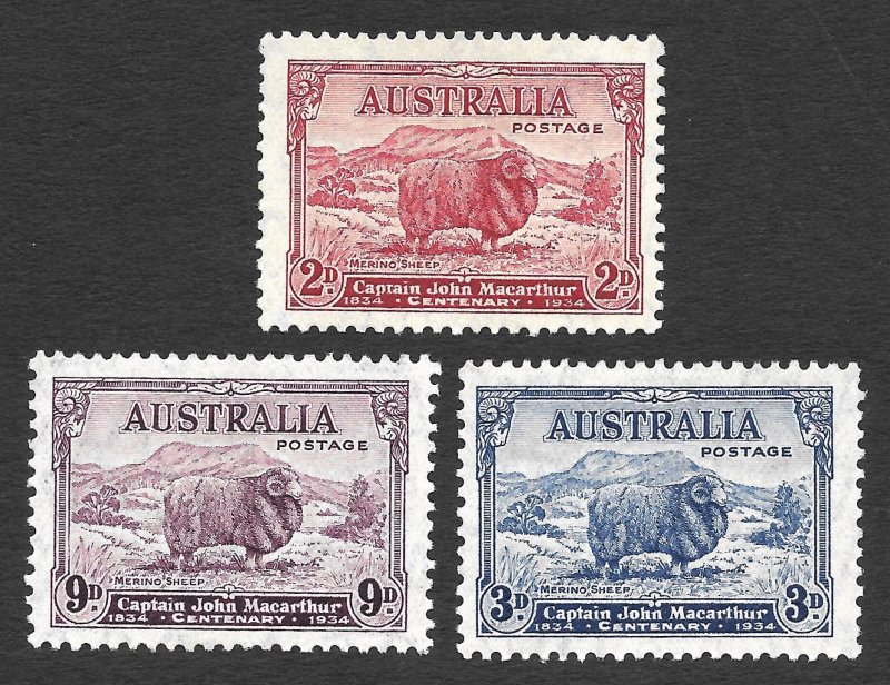 Doyle's_Stamps: MH 1934 XF Australian John MacAurthur Set, Scott  #147* - #149*